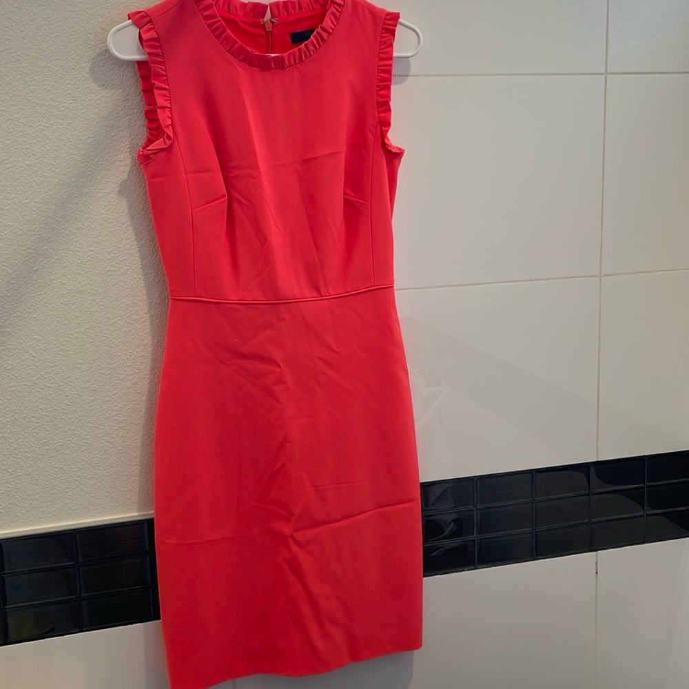 JCrew Ruffle-Trim Dress Neon Papaya